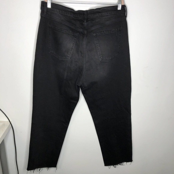 Old Navy High Waisted Ryan Boyfriend Jeans Size 16 Raw Hem Black - Picture 7 of 8